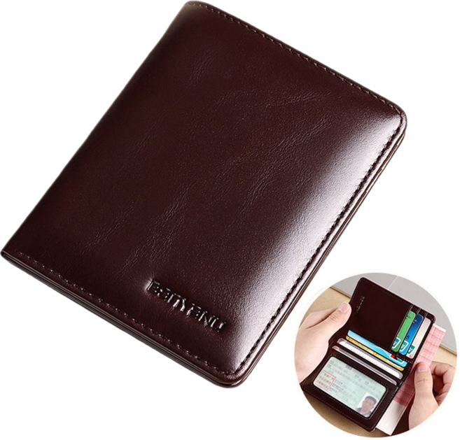 골드릭 해킹 방지 소 가죽 남자 반 지갑