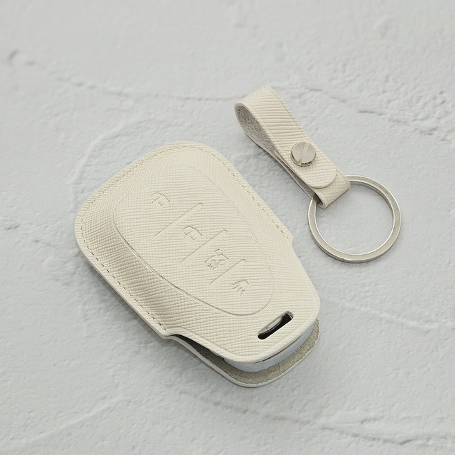 테일러카 쉐보레 호환 소가죽 차 키케이스 말리부 트랙스 스파크 크루즈, TC-3 (4버튼), 크림 아이보리