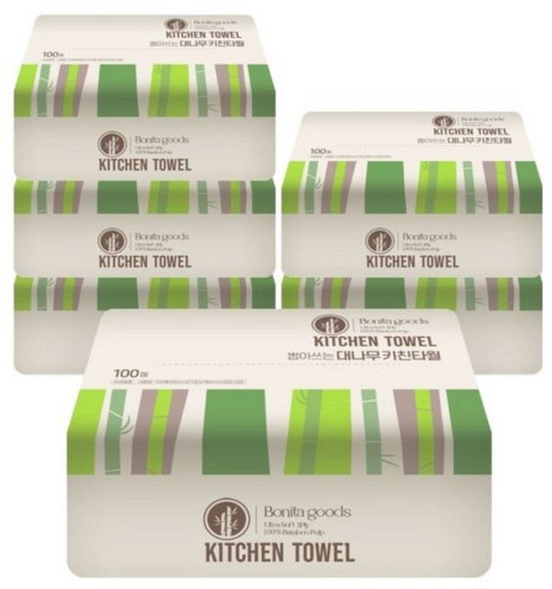 보니타굿즈 뽑아쓰는 대나무 키친타올 3겹, 100개입, 60개