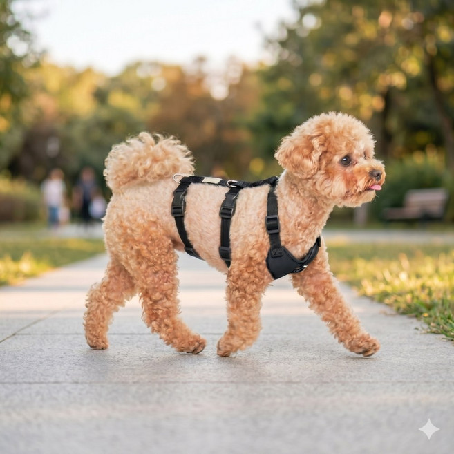 미르팩토리 강아지 소형견 관절보호 슬개골 앞섬방지 가슴줄 h형 하네스, 블랙, 1개