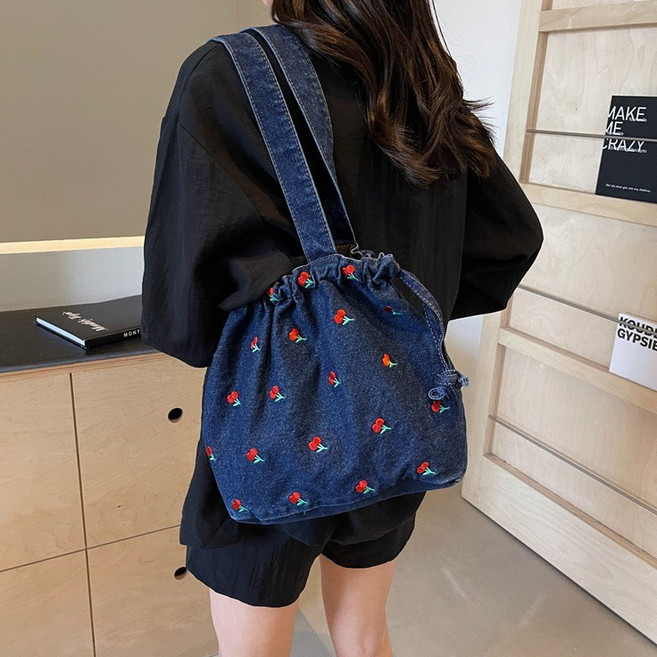 제이바바 여성용 데님 복조리 에코백