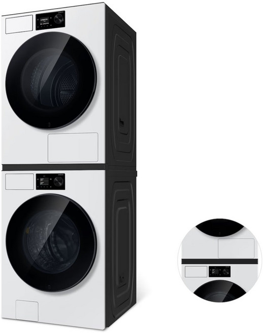Bespoke AI 세탁기+건조기 24/22kg (71.1mm LCD+다이얼)+상단 설치 키트, 화이트, WF80H2422BDHW
