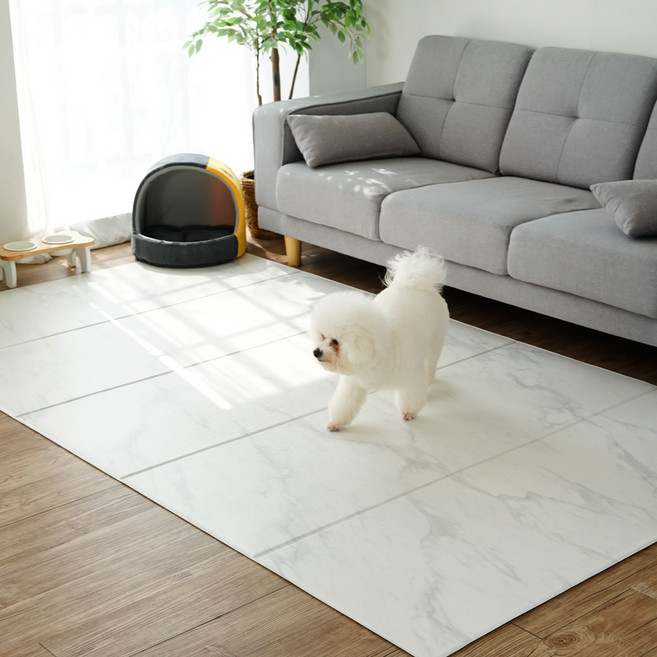 휴팡 양면 6T 폴딩형 특대형 140x250cm 강아지매트 미끄럼방지 슬개골보호 애견매트, 스노우마블, 1개