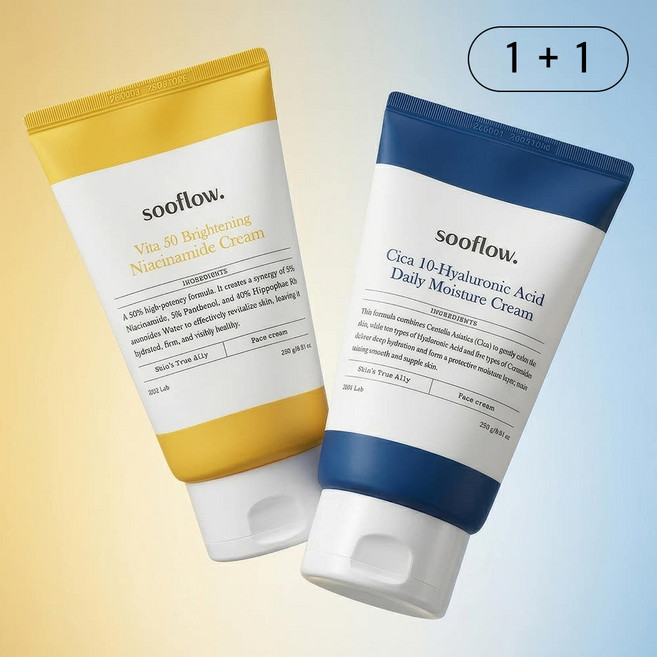 1+1 수플로우 히알루론산 (파란크림) + 나이아신아마이드 (노란크림) 크림세트, 250g, 2개