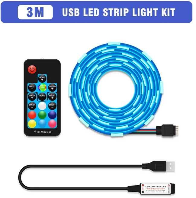 USB LED 스트립 RGB+흰색 RF 리모컨 IP20 유연한 스트립 조명 5050 RGBW RGBWW TV 배경 조명 0.5M - 5M, 03 300CM, 01 IP20 No Waterproof, 01 RGBW