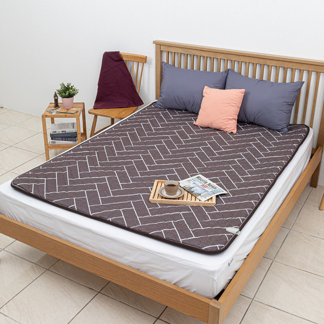 라돈안심 한일태양마루 전기매트 전기카페트 전기장판 전기요, 브라운 헤링본, 싱글(90x180cm)