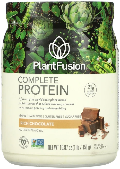 PlantFusion 컴플리트 프로틴 진한 초콜릿 450g(1lb), 1개, 450g - 쿠팡