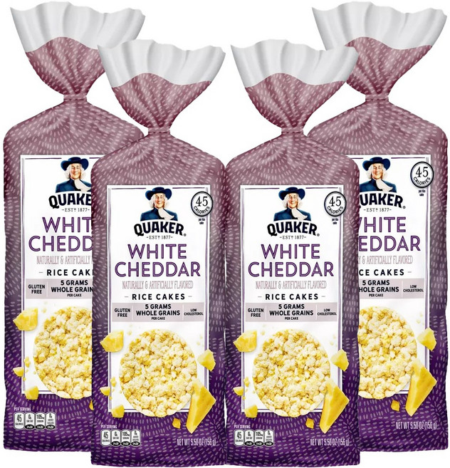 Quaker 퀘이커 화이트체다 라이스 케이크 통곡물 무지방 Quaker White Cheddar Rice Cakes, 4개