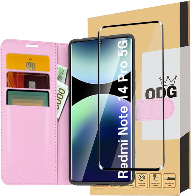 샤오미 레드미 노트 14 PRO 가죽 지갑 케이스 + 풀커버 액정강화 방탄필름