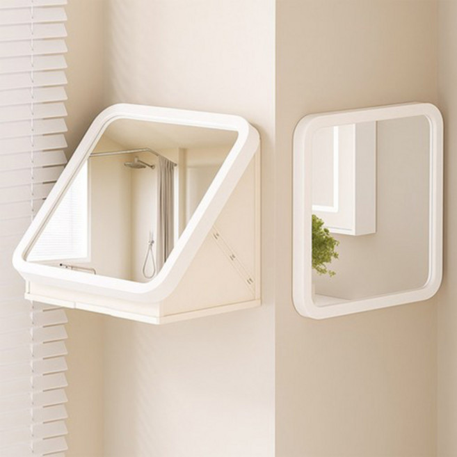 엠시티몰 다기능 욕실 벽화 접이식 방수 수납함 화장실 옷 보관 비밀 액자 수납장 1개, 거울