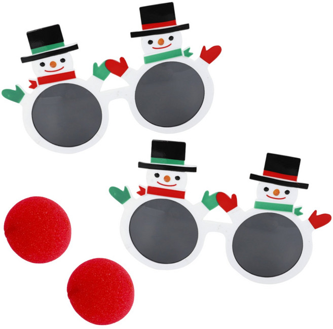 쏙쏙마켓 크리스마스 파티안경 루돌프 스펀지코 세트 커플 아이템, 1개, 눈사람안경2p+코2p