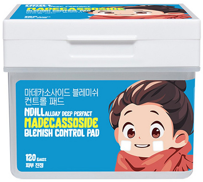 앤딜 마데카소사이드 속 건조 보습 수분 진정 대용량 토너 거즈 비건 패드 (120매), 1개, 120매입