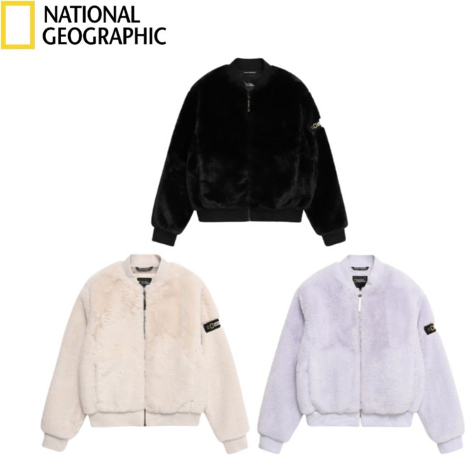 국내매장판 내셔널지오그래픽 여성 오버핏 페이크 에코 퍼 재킷 후리스 털 자켓 블루종
