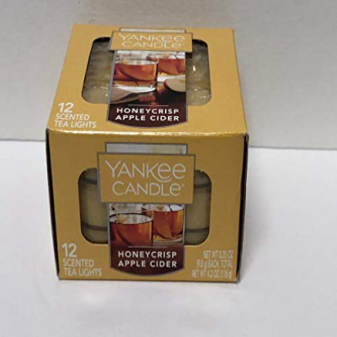 양키캔들 허니크리스프 애플 사이다 12 티라이트 Yankee Candle Honeycrisp Apple Cider 12 Tea Lights, 1, E7c585