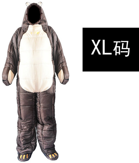 입는침낭 전신 패딩 슈트 셀크백 B 위장 밀리터리 착용형 이불 수트 외계인 야외, 불곰타입XL사이즈 키170 185CM적용, 1개