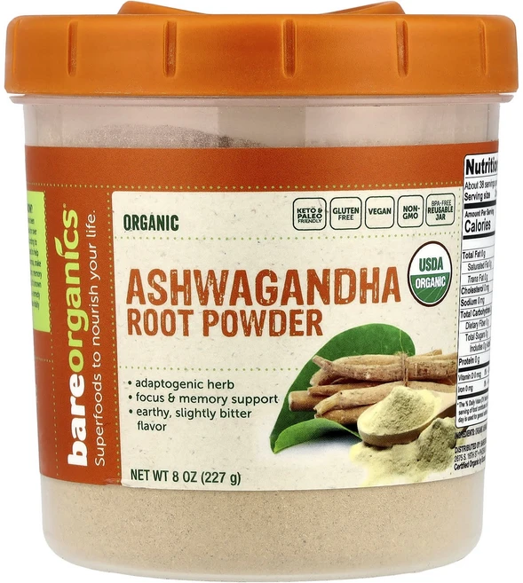 몸관리하세요 겨울입니다 BareOrganics 유기농 아슈와간다 뿌리 분말 227g(8oz) 특별관리진행, BareOrganics유기농아슈와간다뿌리분말227g8o, 227g, 1개 - 쿠팡