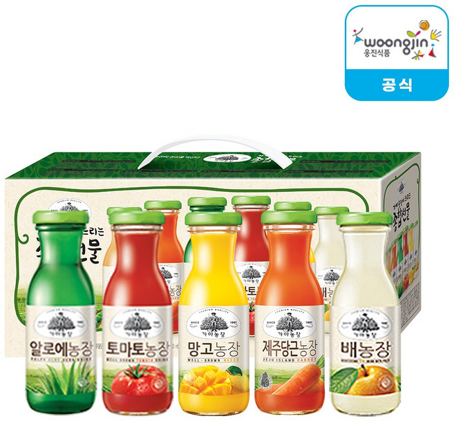 가야농장 주스 6종 종합선물세트, 180ml, 12개