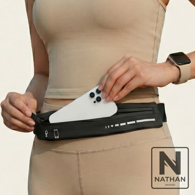 네이든 흔들림없는 러닝 벨트 힙색 슬림, 1개, 모던블랙