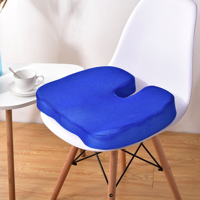 막툼 메모리폼 방석 의자 라텍스 엉덩이 쿠션 메쉬 기능성, 블루