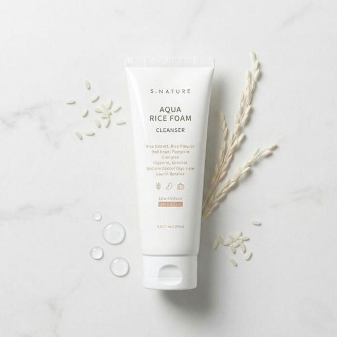 에스네이처 아쿠아 라이스 약산성 클렌징폼 80ml, 1