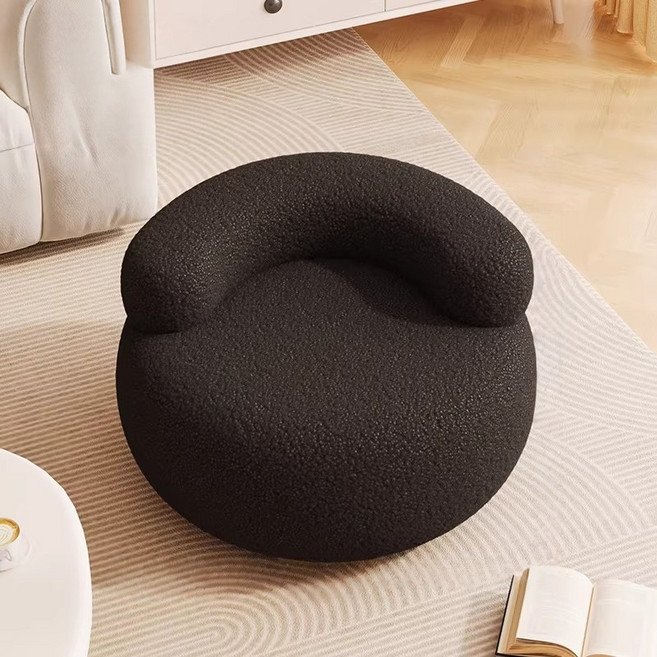 WHH 스툴 등받이 후리스 현관 의자, 1개, 블랙