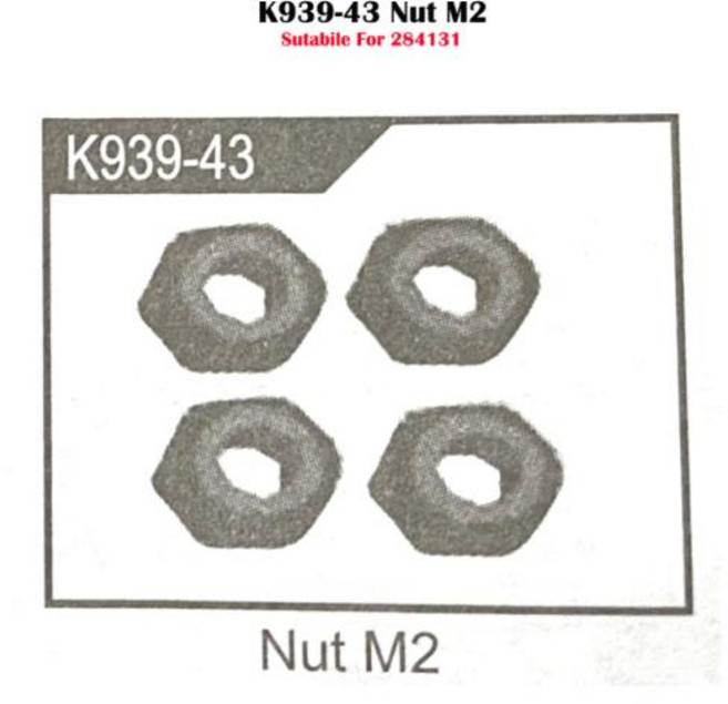 Wltoys 284131 K969 K989 128 스케일 RC 자동차 예비 액세서리 모터 나사 샤프트 서보 보드 베어링 부품용, 34) Nut M2, 1개