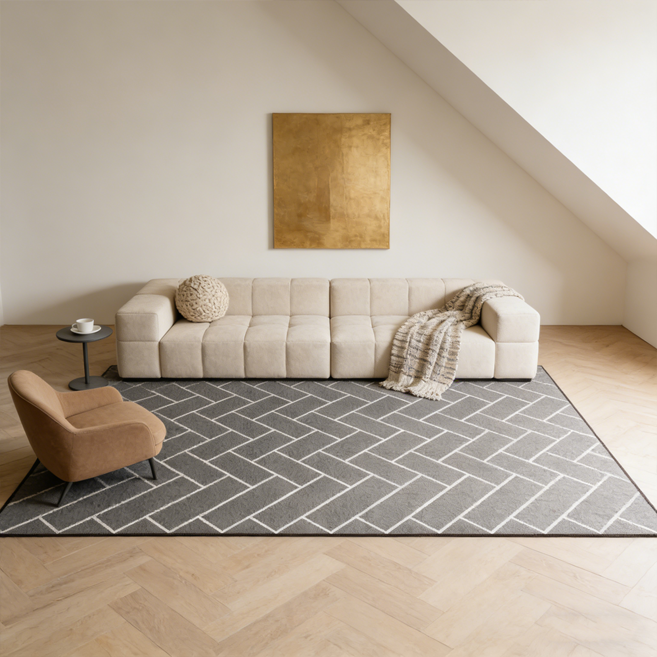 대형 카페트 기하학 패턴 거실용 러그 검은색 분말 낙하 없음 먼지없는