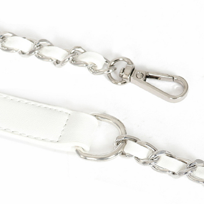 어깨 가죽 체인스트랩 가방스트랩 숄더 크로스 가방끈 리폼 100cm, 어깨가죽체인 스트랩(120cm), 실버화이트, 실버화이트