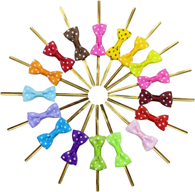 리루나 선물포장 타이 땡땡이 리본 빵끈, 400개, COLORMIX