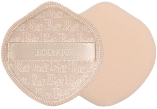 ROOBOO 奶皮棉花糖粉撲 乾濕兩用 盾牌形氣墊海綿, 1個, ROOBOO奶皮粉撲 米白皮 收納盒裝