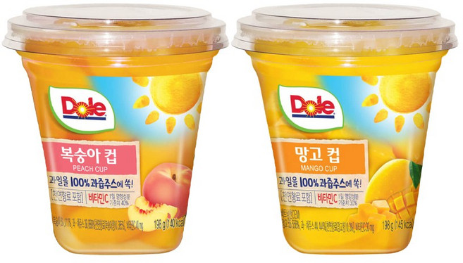 Dole 돌 후룻컵 198gx12개입 망고컵6＋복숭아컵6/간편과일/무배