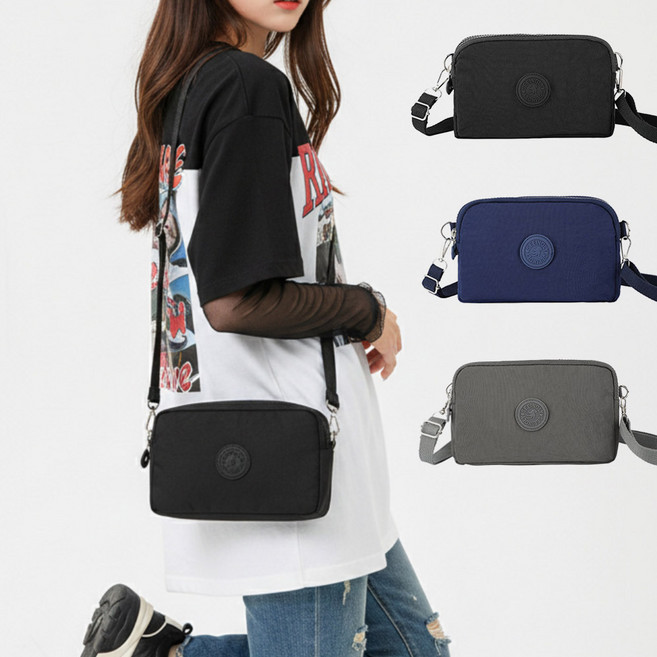 여성 미니크로스백 생활방수 경량 3지퍼 수납 여행 산책 장보기 데일리 가방