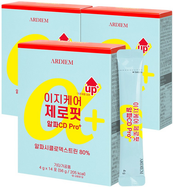 아르디엠 이지케어 제로핏 알파시클로덱스트린 알파CD 4g x 14포, 3개, 14회분