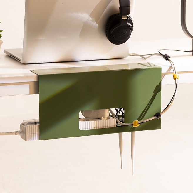 파워존 무타공 멀티탭 거치대 대형플러스 화이트 그레이 베이지 그린, 1개