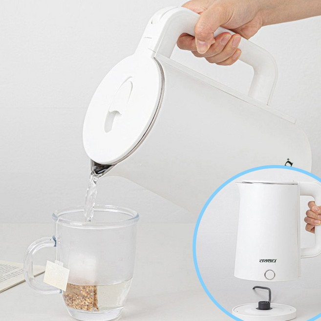 스텐 무선 전기 포트 커피 티 차 물끓이기 주전자 대용량 분유 컵라면 뜨거운 입구 큰 이중 포터 빠른가열, 상세페이지 참조