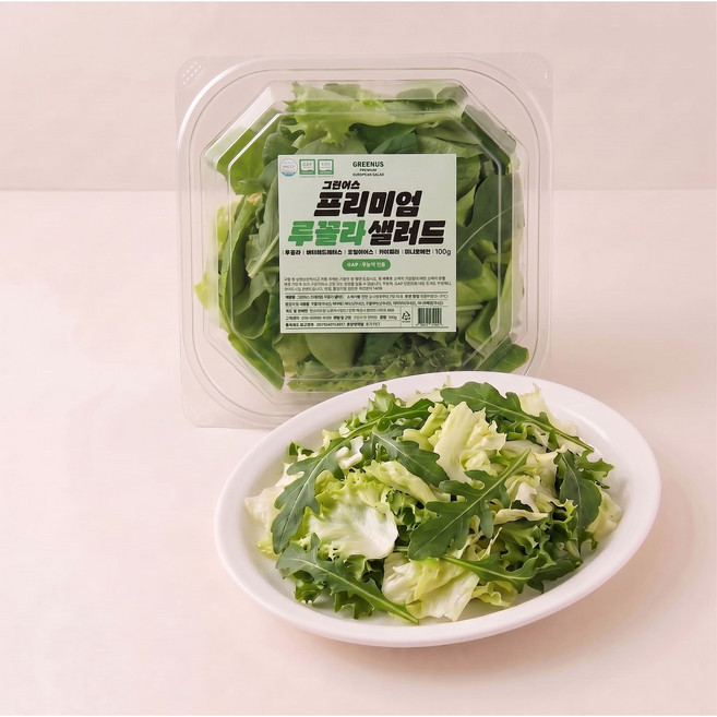그린어스 무농약 친환경 유러피안 프리미엄 루꼴라 샐러드 간편 트레이, 100g, 10개