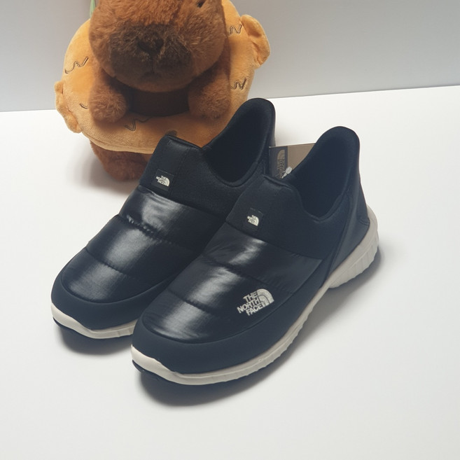 노스페이스 겨울 키즈 방한화 패딩 슈즈 슬립온 리얼블랙