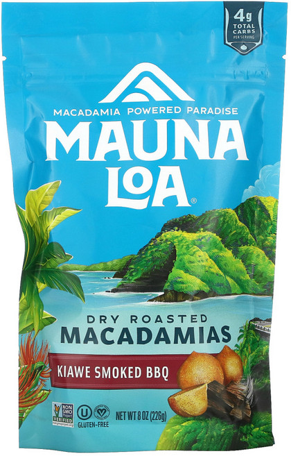 Mauna Loa Dry Roasted Macadamias Kiawe Smoked BBQ 8 oz (226 g) 1팩, 227g, 3개