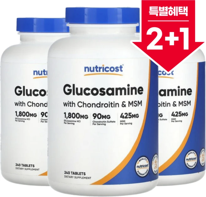 2+1 뉴트리코스트 콘드로이틴 및 MSM 함유 글루코사민 240정, 3개 - 쿠팡