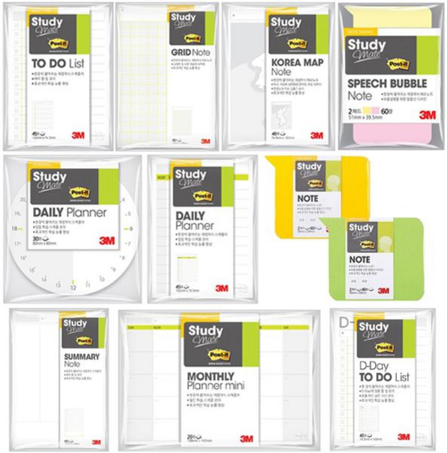 3M 포스트잇 스터디메이트 데일리 위클리 먼슬리 플래너 투두리스트 디데이 한국지도노트 말풍선 점착메모지 접착메모지, 스터디메이트 데일리플래너