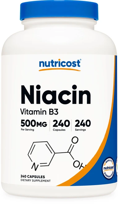 뉴트리코스트 니아신 비타민 B3 500mg 글루텐 프리 캡슐, 240정, 1개 - 쿠팡