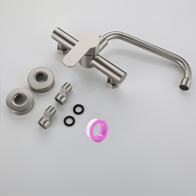 淼瀅精品 SUS304不銹鋼 壁式水龍頭, 1個, K3039入牆式冷熱混和斜七龍頭