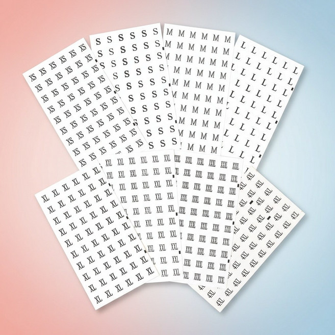 의류 신발 잡화 사이즈 구분 조각 스티커 60개 1장, 1개