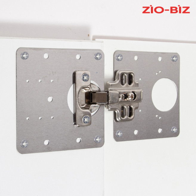 스텐 사각 경첩 보강판_전용나사 6개 포함/씽크대 방문 가구 도어 문짝 힌지 댐퍼경첩 보수 수리 플레이트 베이스판, 1개