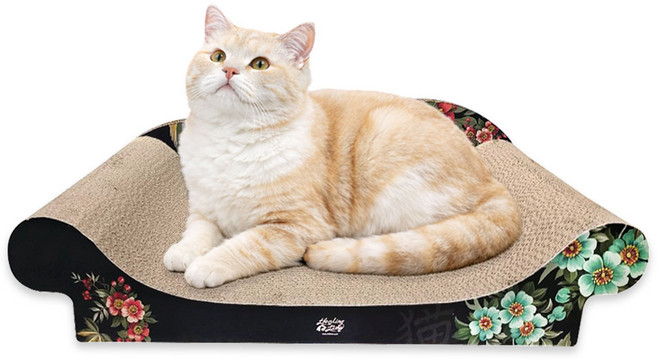 힐링타임 고양이 미묘 스크래쳐 오리지널 (블랙) NH-2144 고양이 쇼파 스크래쳐 대형 골판지 스크래쳐, 1개, 1개