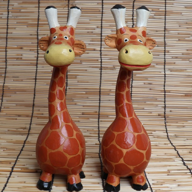 발리 기린 장식소품 5호 (2p) 인테리어소품 나무인형