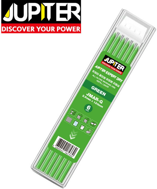 주피터 마킹펜 리필심 그린 6개입 금속 목재 타일 올인원 마킹심, 1세트