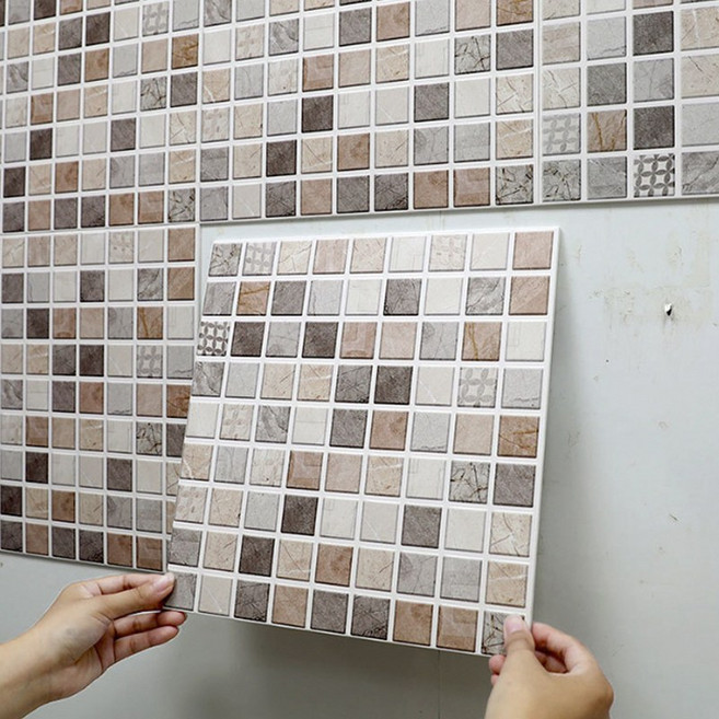 레디박스 3D 입체벽 접착 모자이크 폼블럭 화장실 씽크대 방수 시트지, 6개, 혼합색상