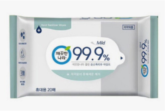 깨끗한나라 99.9% 손소독 물티슈 휴대용, 600개
