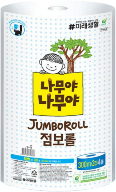 나무야나무야 점보롤 2겹 롤 화장지, 1개, 4롤, 300m